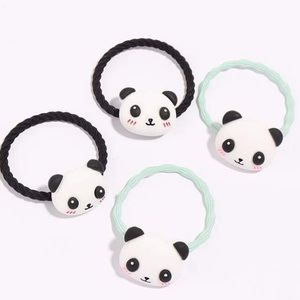 🐼 4 Adorable colorful Panda mini hair ties !!!! New!